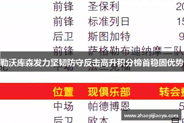 勒沃库森发力坚韧防守反击高升积分榜首稳固优势